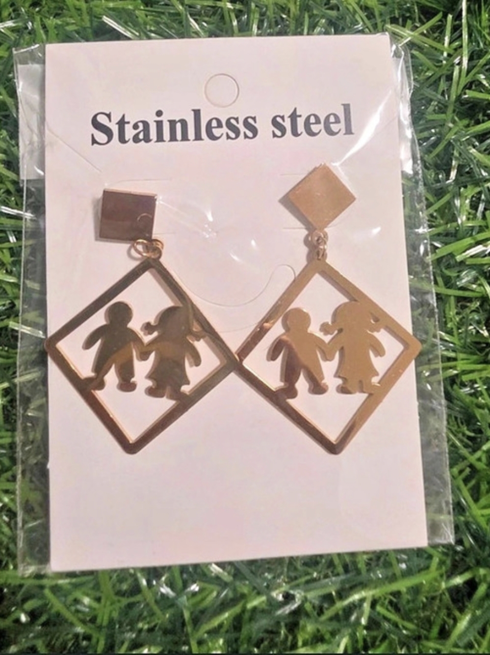 Gold Geometric Family Earrings NWT